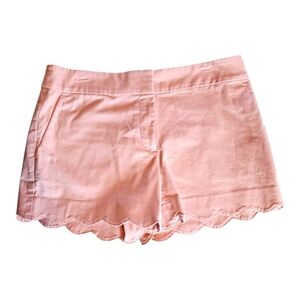 LOFT Riviera Scalloped Hem Shorts Pink Size 6 Cotton Blend Summer Casual
